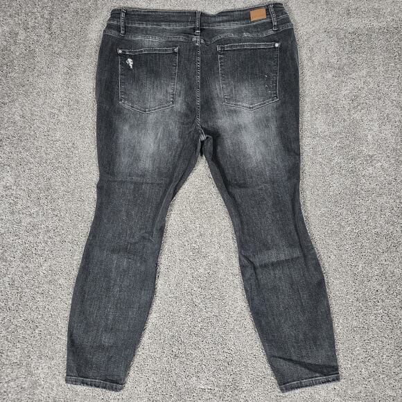 Judy Blue Jeans Womens 24 Faded Black Daisy Distressed Skinny Fit Stretch Boho - Picture 2 of 13